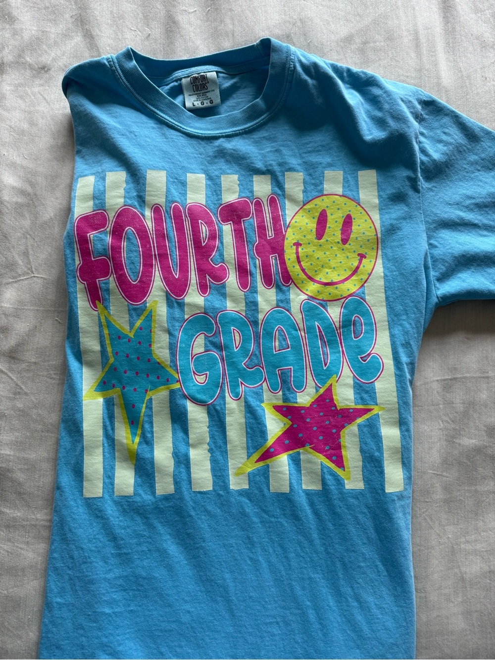 Blue "Fourth Grade" Graphic Tee for Adults new size large